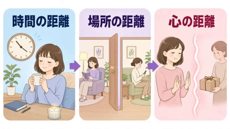 同居していても、時間・場所・心の距離を少しずつ選ぶことで、日々の消耗を減らせる場合があります。
