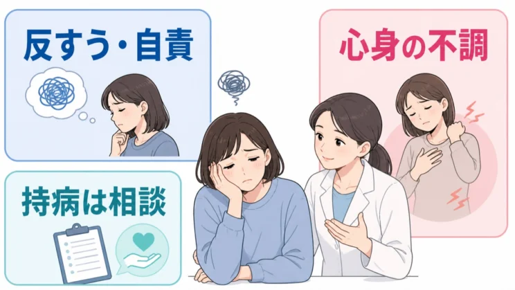反すうや心身の不調が強まるとき、持病があるときは、一人で判断せず相談するのが安心です。