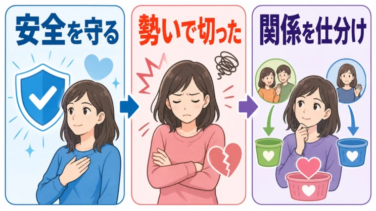 安全を守るために離れた関係と、勢いで切った関係は、同じ後悔として扱わなくて大丈夫です。