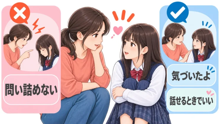 問い詰める代わりに、気づいたことを伝え、話せるときを待つ姿勢が次の相談の余白になります。