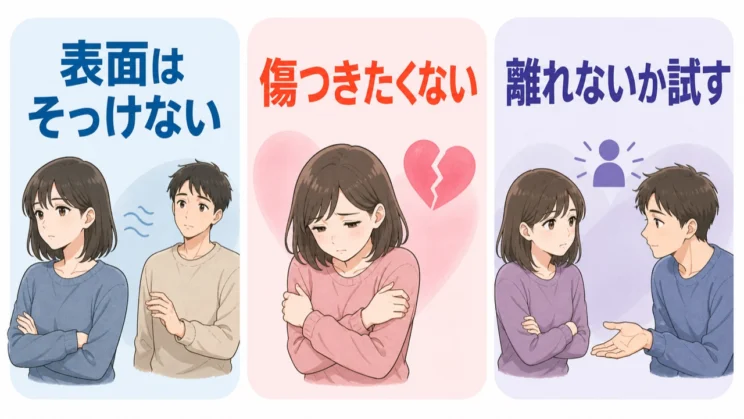 そっけなさの下には傷つきたくない防衛があり、ときに相手が離れないかを確かめる試し行動として表れます。