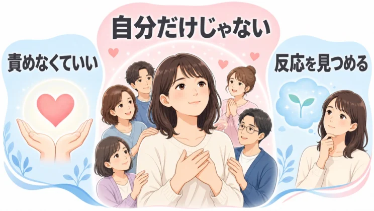 家族と話せない反応を抱える人はほかにもおり、まず自分を責めずに眺めてかまいません。