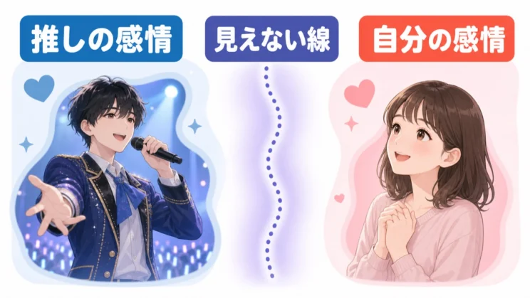 推しの感情と自分の感情の間に見えない線を意識すると、揺れを少し離れて眺めやすくなります。
