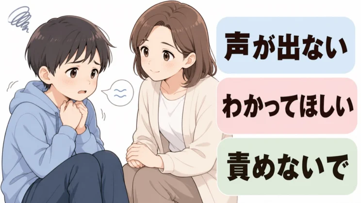 声が出ない苦しさは、わがままではなく、責めずに受け止めてほしいサインです。