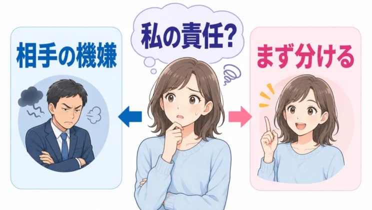 相手の機嫌と自分の責任を分けて考えることが、抱え込みすぎないための最初の一歩です。