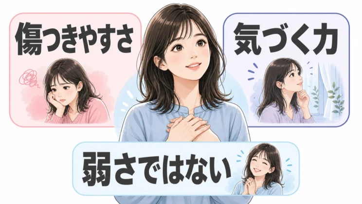 傷つきやすさは、周りの小さな変化に気づける感受性の高さでもあり、弱さだけで決めつける必要はありません。