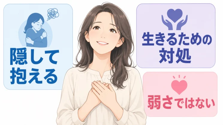 自傷を隠して抱える背景には生き延びるための対処があり、続いていることは意志の弱さを意味しません。