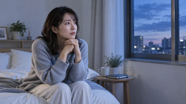 日曜の夜に仕事への不安を感じる人の写真