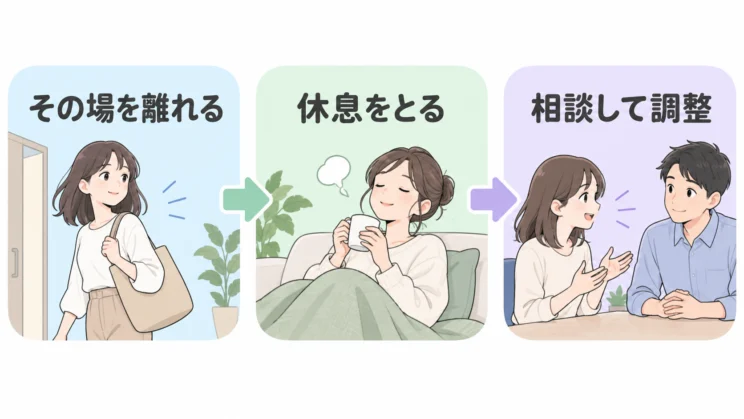 涙が出るときにできる対処のステップ図