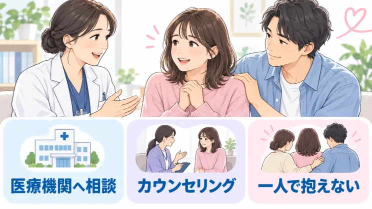 医療機関やカウンセリングなど相談の選択肢を示す図