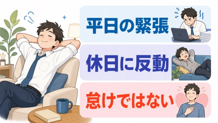 休日の無気力は、平日に張り詰めていた緊張がゆるんだ反動として現れることがあります。