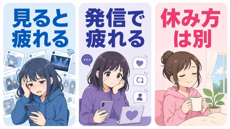 見ることで疲れるのか、発信して疲れるのかを分けると、自分に合う休み方を選びやすくなります。