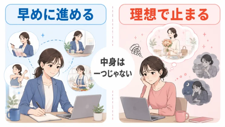 完璧主義にも、早めの行動を支える面と、高い理想で着手を止める面があります。
