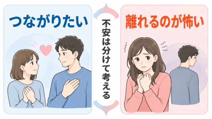 つながりたい気持ちと、離れることへの強い恐れは重なることもありますが、分けて捉える視点が大切です。