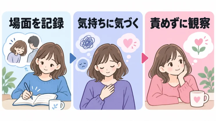 場面を記録して振り返ることが、反応に気づくきっかけになります。