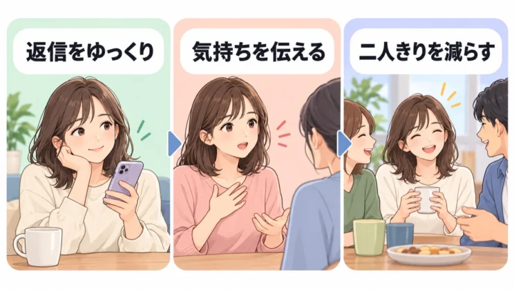 無理に指摘せず、返信や会う頻度を調整して距離を取る方法もあります。